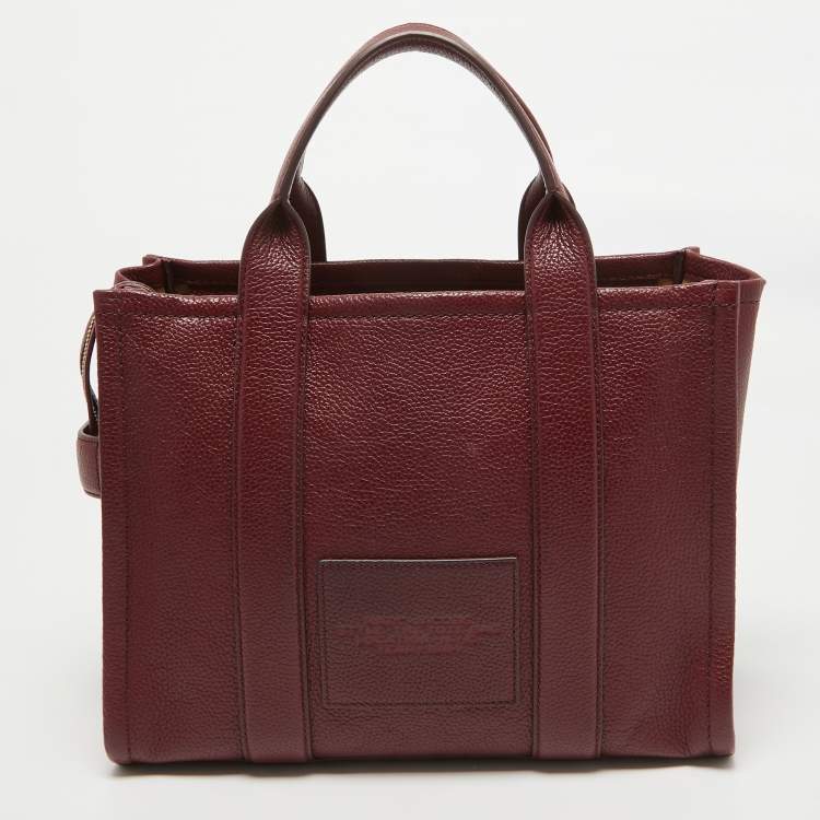 Pre Owned Marc Jacobs Burgundy Leather Medium The Tote Bag