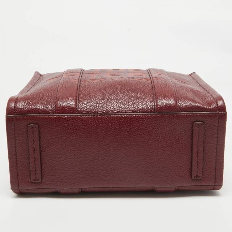 Pre Owned Marc Jacobs Burgundy Leather Medium The Tote Bag
