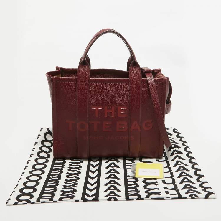 Pre Owned Marc Jacobs Burgundy Leather Medium The Tote Bag