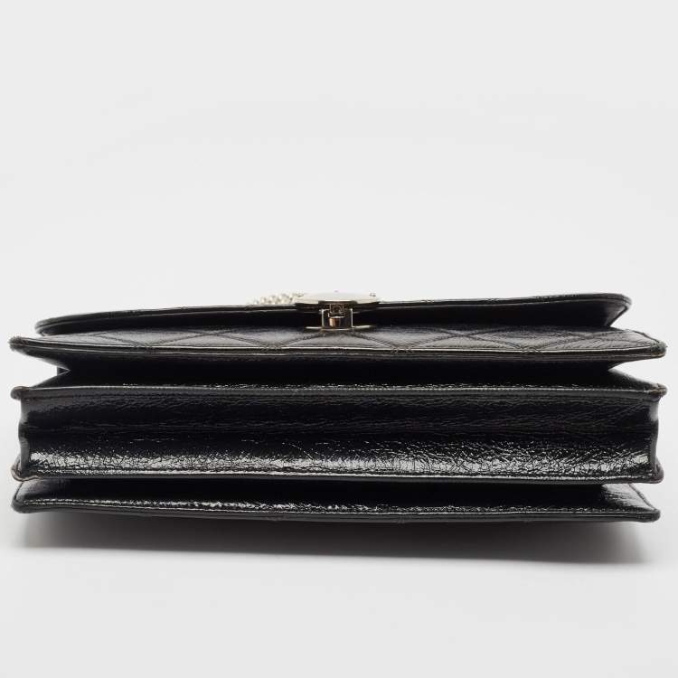 Pre Owned Marc Jacobs Black Glossy Quilted Leather Trouble Flap Shoulder Bag