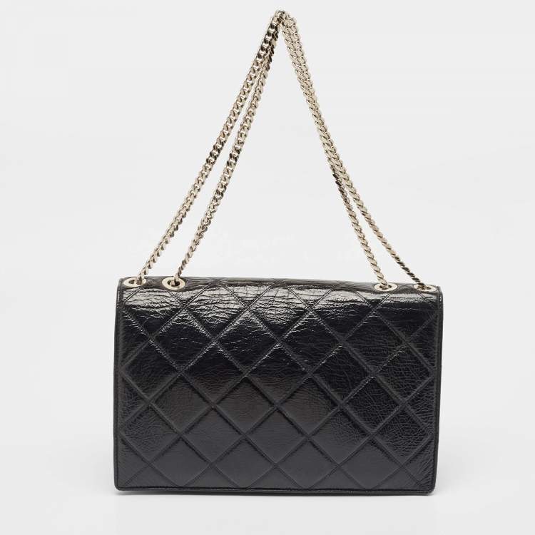 Pre Owned Marc Jacobs Black Glossy Quilted Leather Trouble Flap Shoulder Bag