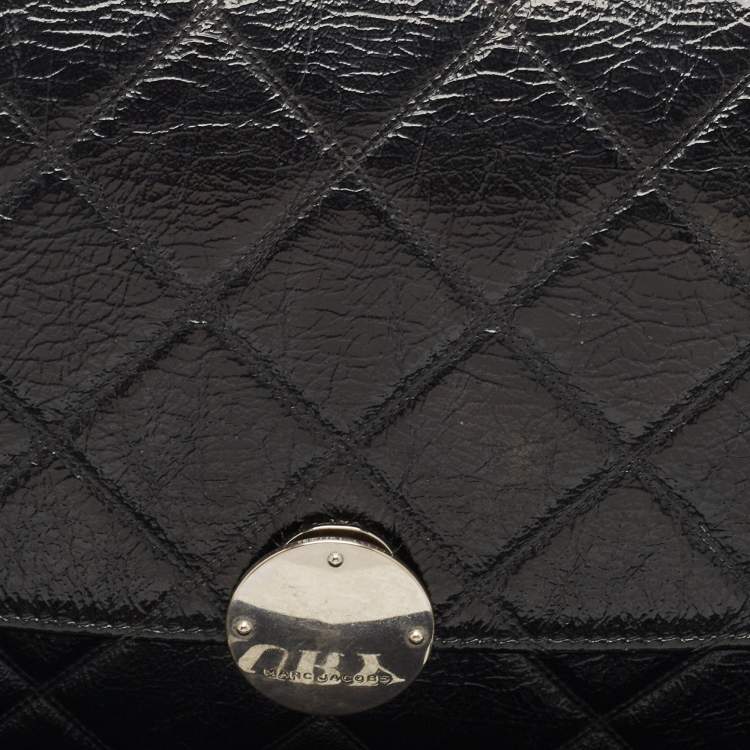 Pre Owned Marc Jacobs Black Glossy Quilted Leather Trouble Flap Shoulder Bag