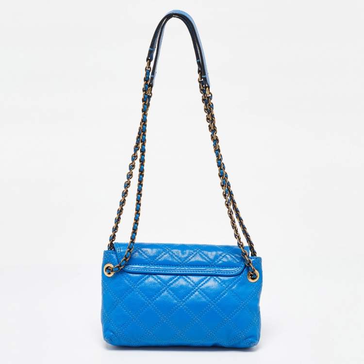 Pre Owned Marc Jacobs Blue Quilted Leather Flap Shoulder Bag