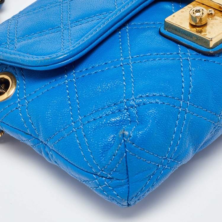 Pre Owned Marc Jacobs Blue Quilted Leather Flap Shoulder Bag