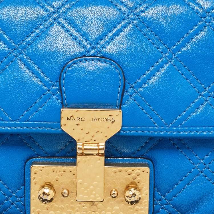 Pre Owned Marc Jacobs Blue Quilted Leather Flap Shoulder Bag