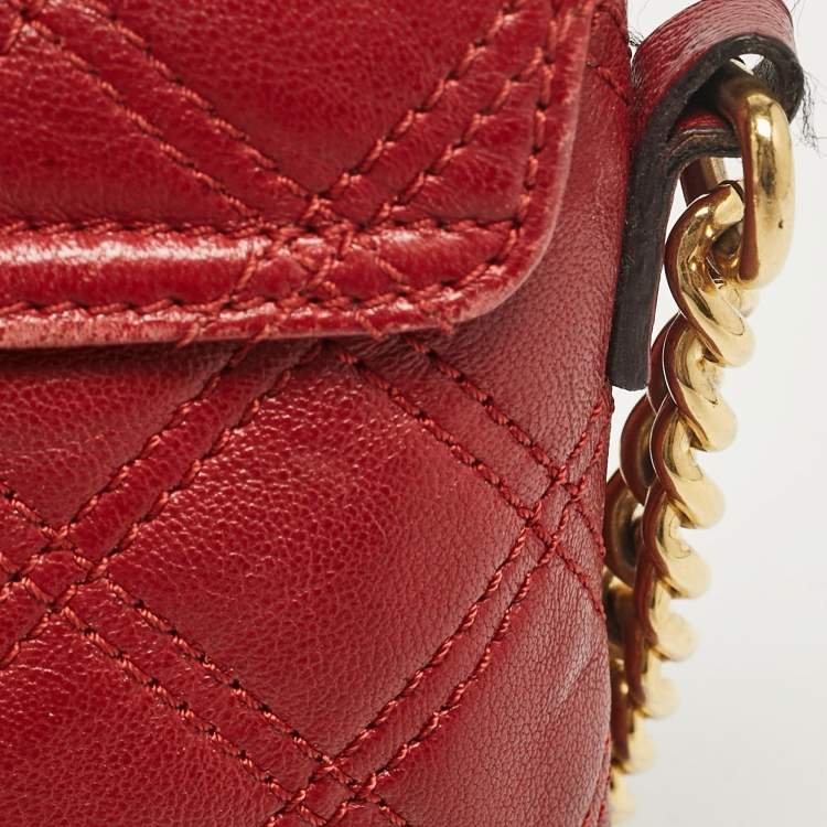 Pre Owned Marc Jacobs Red Quilted  Leather The Small Single Flap Bag