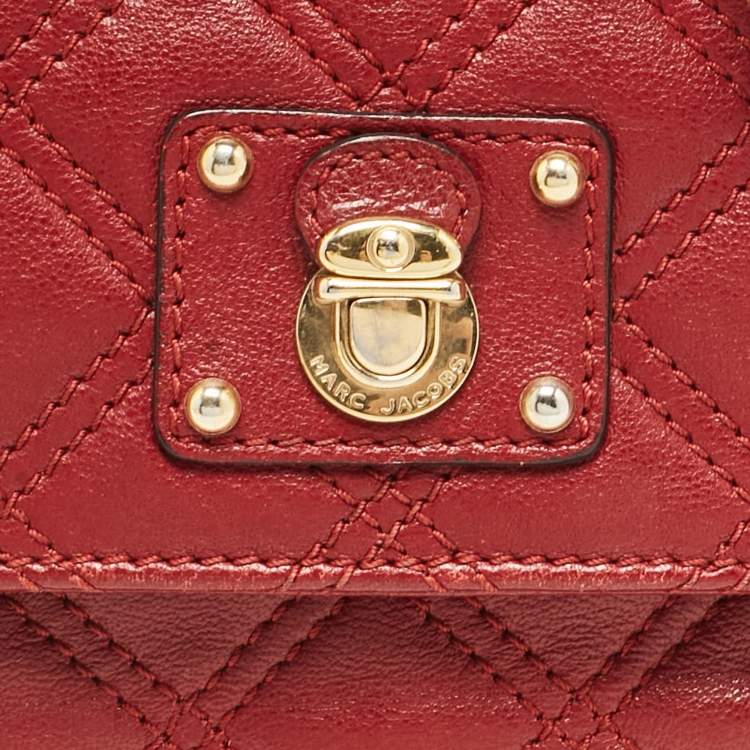 Pre Owned Marc Jacobs Red Quilted  Leather The Small Single Flap Bag