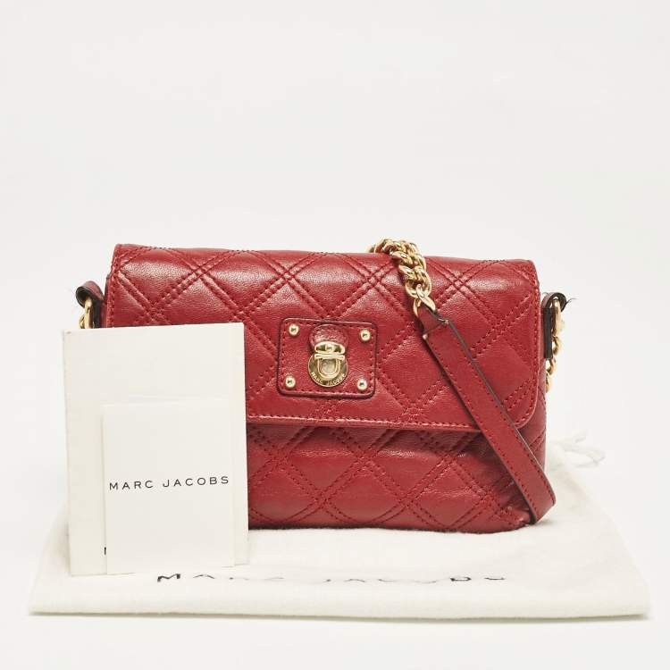 Pre Owned Marc Jacobs Red Quilted  Leather The Small Single Flap Bag