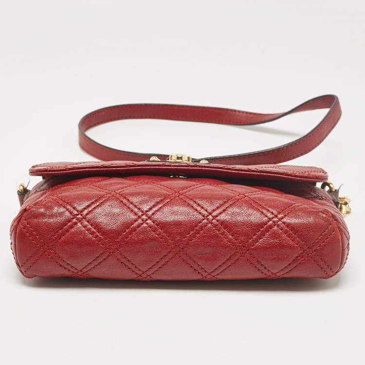 Pre Owned Marc Jacobs Red Quilted  Leather The Small Single Flap Bag