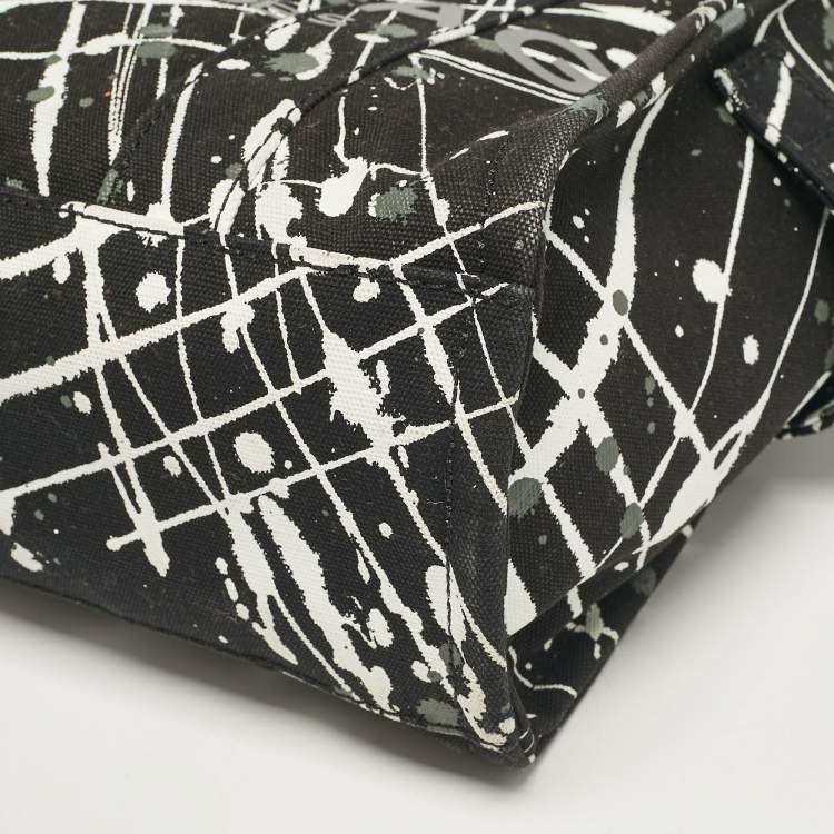 Pre Owned Marc Jacobs Black Splatter Paint Print Canvas Medium The Tote Bag