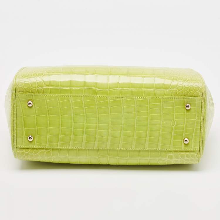 Pre Owned Marc Jacobs Yellow Green Alligator Mini Stam Satchel