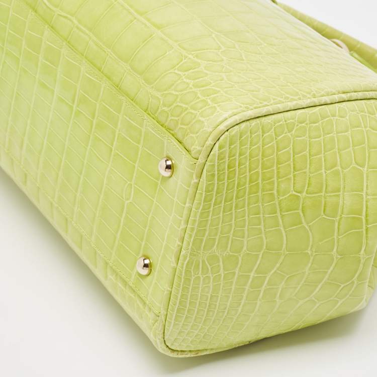 Pre Owned Marc Jacobs Yellow Green Alligator Mini Stam Satchel