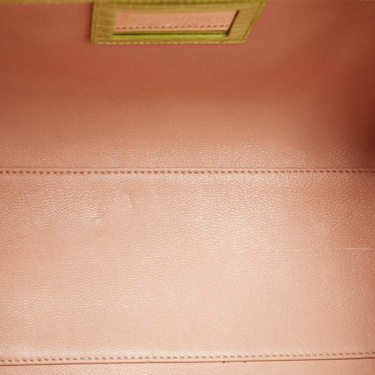 Pre Owned Marc Jacobs Yellow Green Alligator Mini Stam Satchel
