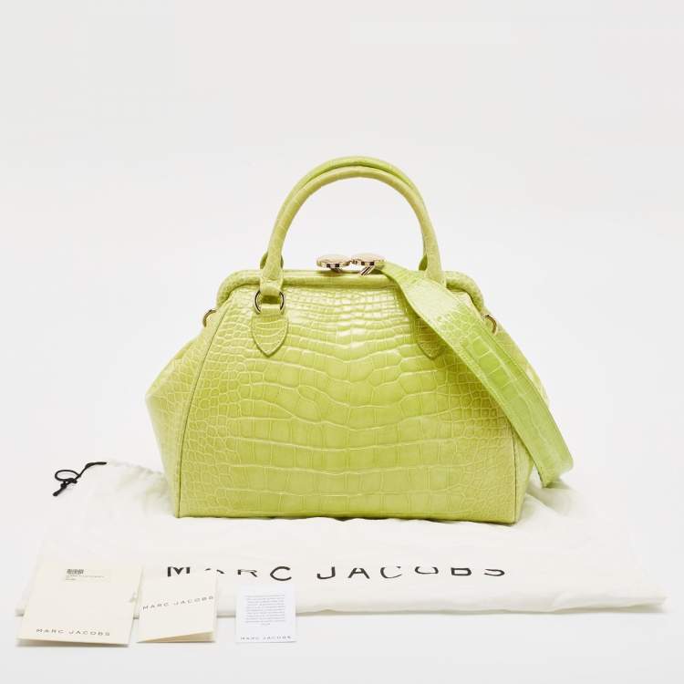 Pre Owned Marc Jacobs Yellow Green Alligator Mini Stam Satchel
