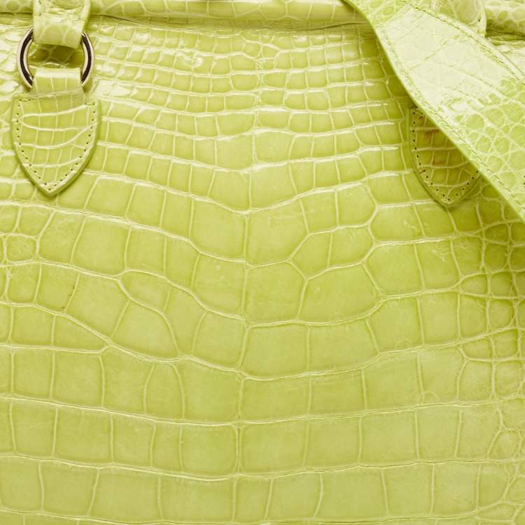 Pre Owned Marc Jacobs Yellow Green Alligator Mini Stam Satchel