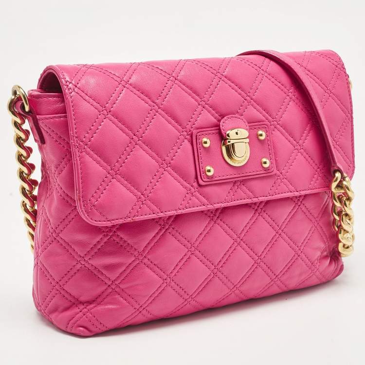 Pre Owned Marc Jacobs Pink Quilted Leather Large Single Shoulder Bag