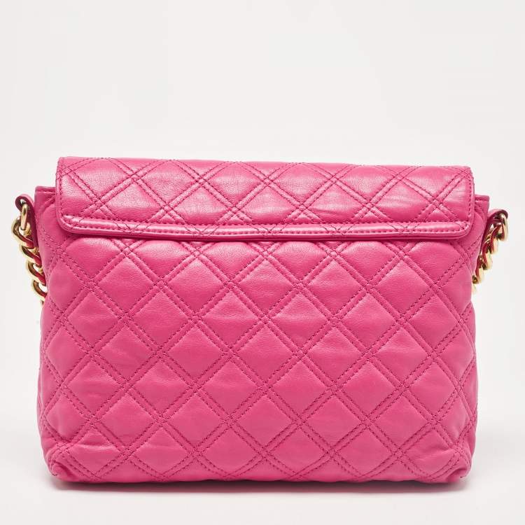 Pre Owned Marc Jacobs Pink Quilted Leather Large Single Shoulder Bag