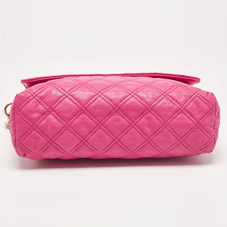 Pre Owned Marc Jacobs Pink Quilted Leather Large Single Shoulder Bag