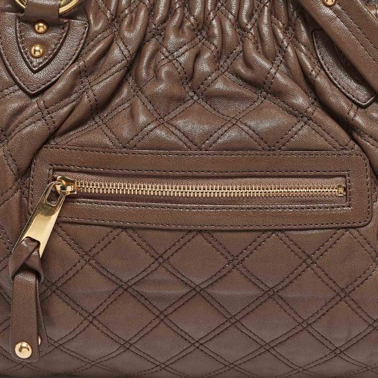 Pre Owned Marc Jacobs Dark Brown Quilted Leather Stam Satchel