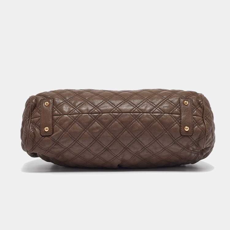 Pre Owned Marc Jacobs Dark Brown Quilted Leather Stam Satchel