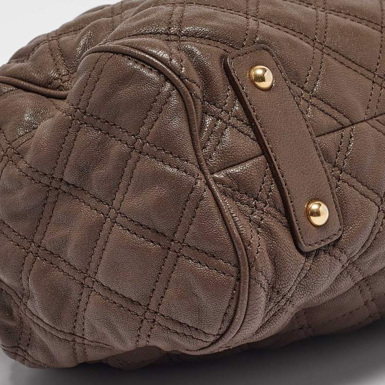 Pre Owned Marc Jacobs Dark Brown Quilted Leather Stam Satchel