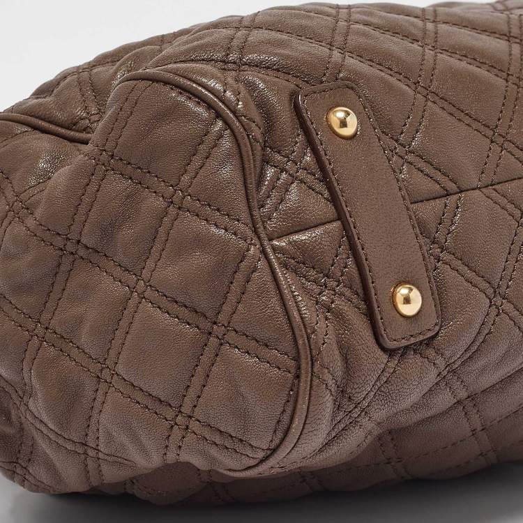 Pre Owned Marc Jacobs Dark Brown Quilted Leather Stam Satchel