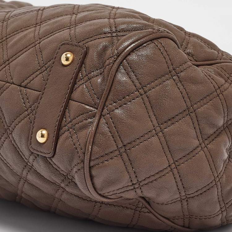 Pre Owned Marc Jacobs Dark Brown Quilted Leather Stam Satchel