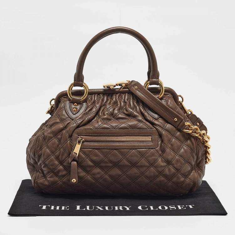 Pre Owned Marc Jacobs Dark Brown Quilted Leather Stam Satchel