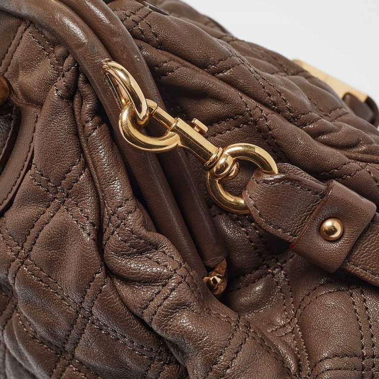 Pre Owned Marc Jacobs Dark Brown Quilted Leather Stam Satchel