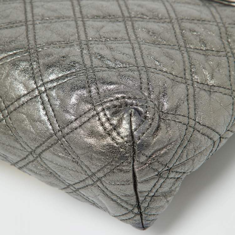 Pre Owned Marc Jacobs Metallic Quilted Leather Pushlock Flap Shoulder Bag