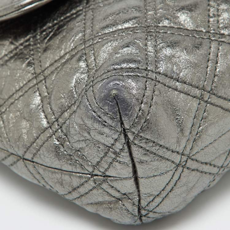 Pre Owned Marc Jacobs Metallic Quilted Leather Pushlock Flap Shoulder Bag