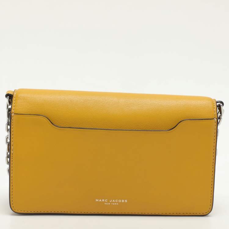 Pre Owned Marc Jacobs Yellow Leather Wallet On Chain