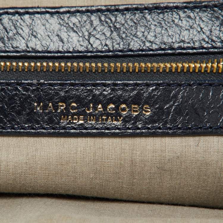 Pre Owned Marc Jacobs Navy Blue Quilted Leather Stam Satchel