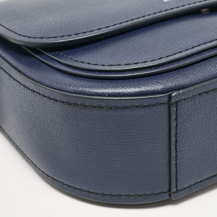 Pre Owned Marc Jacobs Navy Blue Leather Mini Rider Crossbody Bag