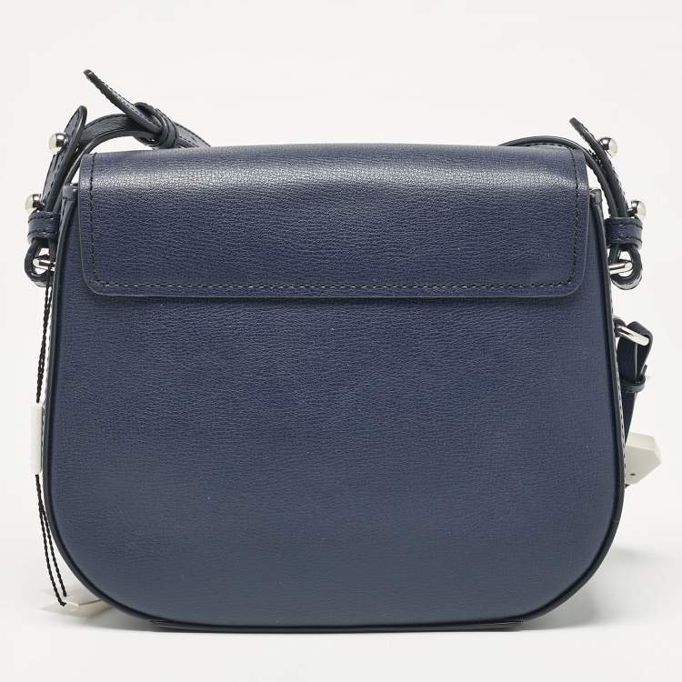 Pre Owned Marc Jacobs Navy Blue Leather Mini Rider Crossbody Bag