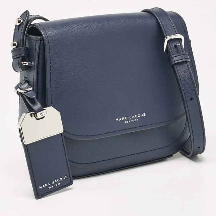 Pre Owned Marc Jacobs Navy Blue Leather Mini Rider Crossbody Bag