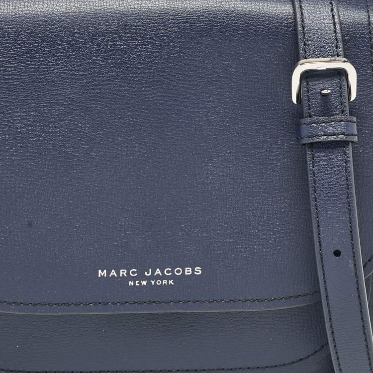 Pre Owned Marc Jacobs Navy Blue Leather Mini Rider Crossbody Bag