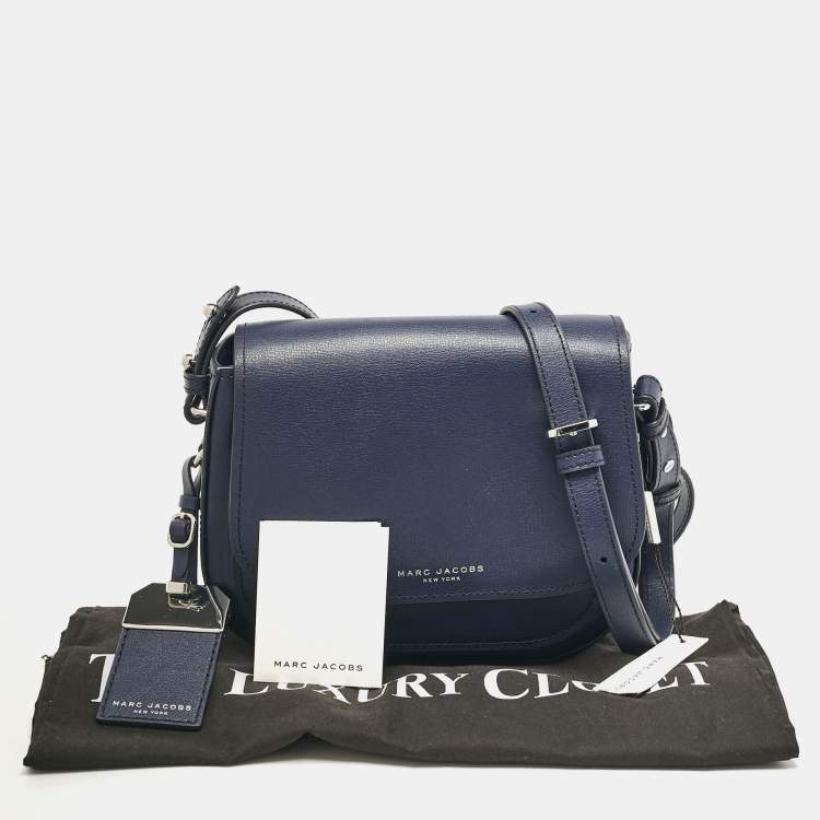 Pre Owned Marc Jacobs Navy Blue Leather Mini Rider Crossbody Bag