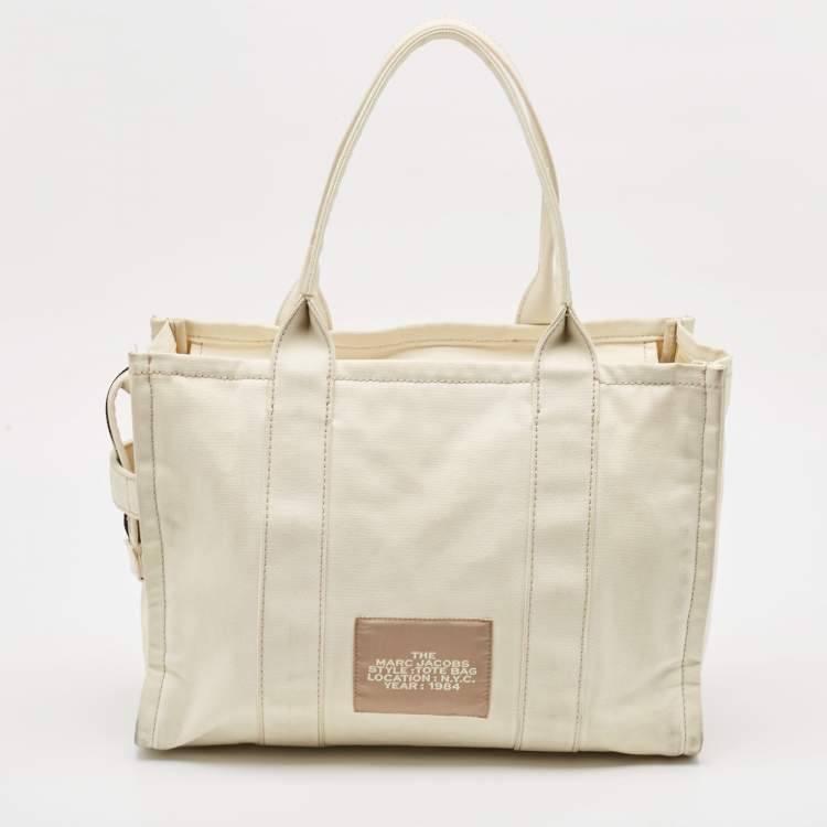 Pre Owned Marc Jacobs Cream Canvas Large The Tote Bag