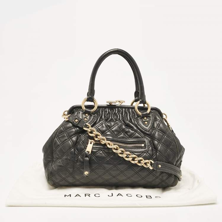 Pre Owned Marc Jacobs Black Quilted Leather Stam Satchel