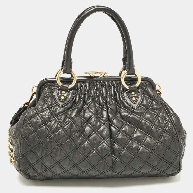 Pre Owned Marc Jacobs Black Quilted Leather Stam Satchel
