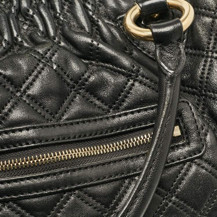 Pre Owned Marc Jacobs Black Quilted Leather Stam Satchel