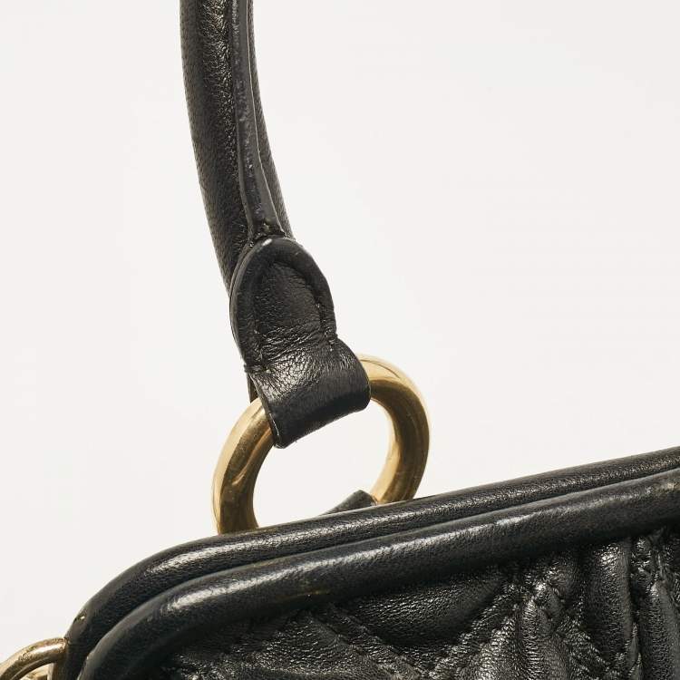 Pre Owned Marc Jacobs Black Quilted Leather Stam Satchel