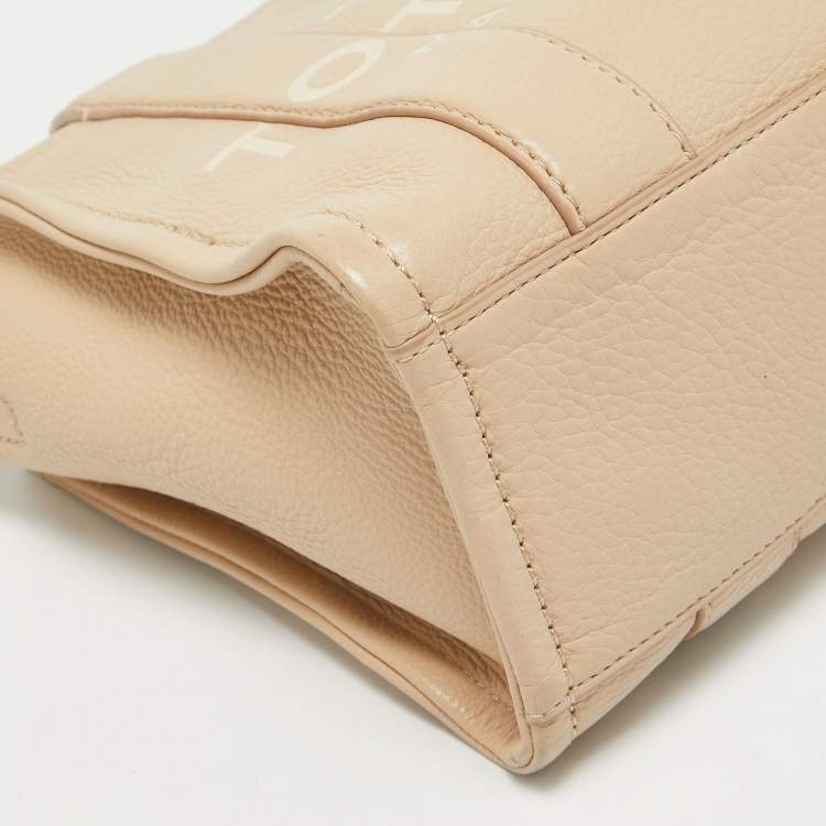 Pre Owned Marc Jacobs Beige Leather Small The Tote Bag