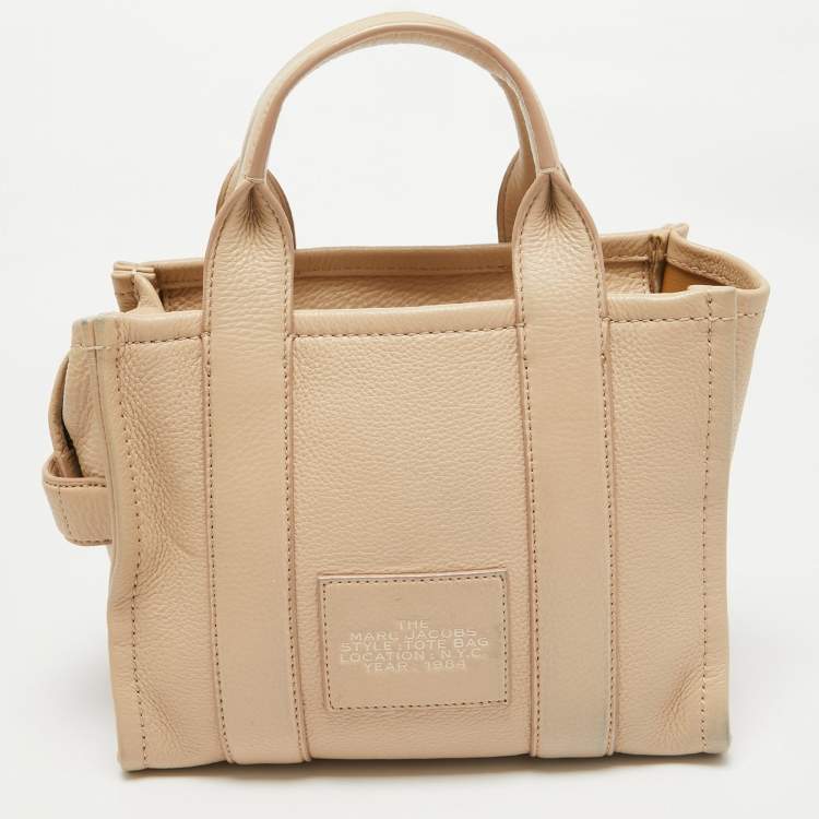 Pre Owned Marc Jacobs Beige Leather Small The Tote Bag