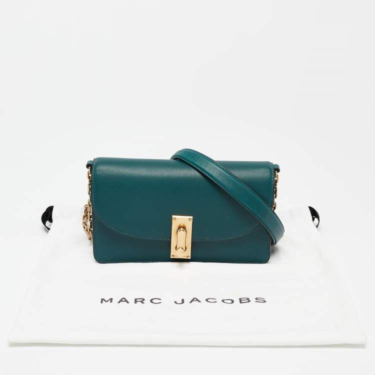 Pre Owned Marc Jacobs Teal Green Leather Jane Wallet On Chain
