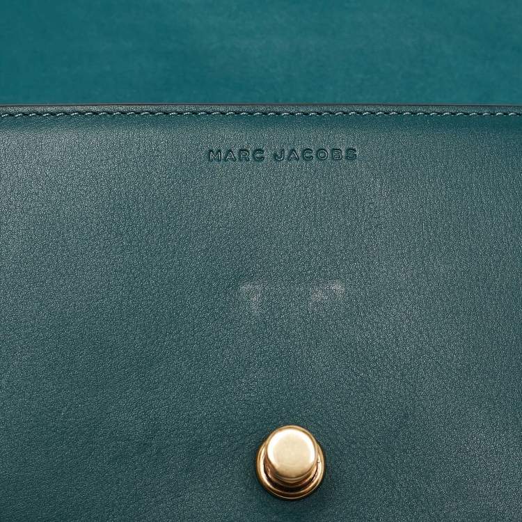 Pre Owned Marc Jacobs Teal Green Leather Jane Wallet On Chain
