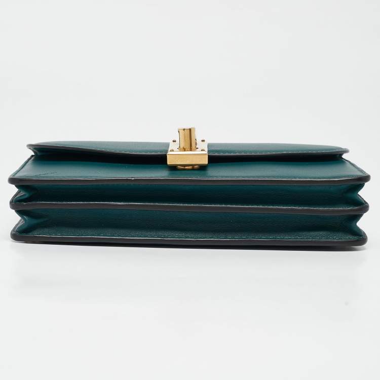 Pre Owned Marc Jacobs Teal Green Leather Jane Wallet On Chain