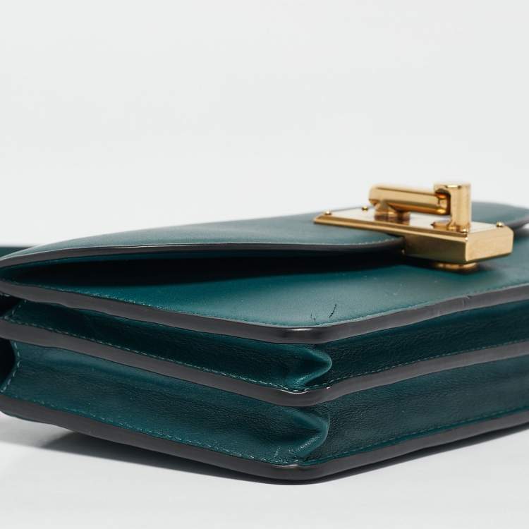 Pre Owned Marc Jacobs Teal Green Leather Jane Wallet On Chain