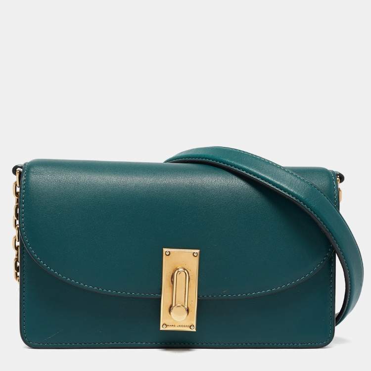 Pre Owned Marc Jacobs Teal Green Leather Jane Wallet On Chain